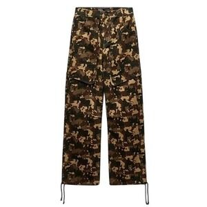 ZARA Camouflage Cargo Pants Women Drawstring Ankle Utility Pockets Size S